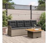 QUAHEAS Salon de jardin 3 pièces en polyrotin gris avec coussins, dossiers réglables pour terrasse et balcon