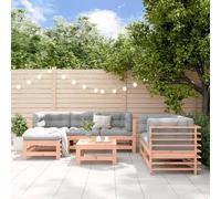 QUAHEAS Salon de Jardin 7 pcs Bois Massif Douglas Ensemble canapé modulable extérieur Patio terrasse Balcon résistant Design à Lattes Bois Naturel pour Repas détente Lounge Angle