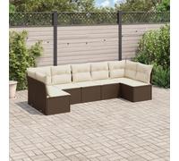 QUAHEAS Salon de Jardin en résine tressée Marron 7 pièces avec Coussins modulables, Ensemble canapé et Fauteuil encastrable pour terrasse, Balcon, Patio extérieur, Espace détente et Repas Convivial