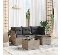 QUAHEAS Salon Jardin 5 pièces résine tressée Gris avec Coussins modulables Housse Lavable Ensemble canapé Fauteuil Table extérieur terrasse Patio Balcon Repas détente Lounge Angle encastrable