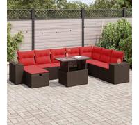 QUAHEAS Salon Jardin 9 pièces résine tressée Noir avec Coussins modulables, Ensemble canapé Fauteuil Table pour terrasse Balcon Patio extérieur Repas détente Lounge Angle résistant encastrable