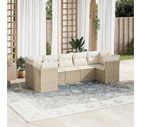QUAHEAS Salon Jardin modulable en résine tressée Beige 7 pièces avec Coussins Amovibles, Ensemble canapé et Fauteuil encastrable pour terrasse, Balcon, Patio extérieur détente Repas