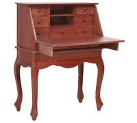 QUAHEAS Secrétaire marron 78 x 42 x 103 cm en bois massif d'acajou - Design vintage - Pour bureau, travail, maison, chambre à coucher