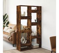 QUAHEAS Séparateur de pièce en chêne fumé, 100 x 33 x 175 cm, en bois dérivé du bois, bibliothèque polyvalente avec 8 compartiments, idéale pour le salon, la chambre à coucher, le bureau