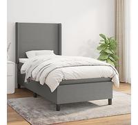 QUAHEAS Somier à Lattes de lit avec Matelas Gris foncé 90x200 cm en Tissu Durable Support Chambre Adulte Enfant ado garçon Fille avec tête réglable et Coffre de Rangement