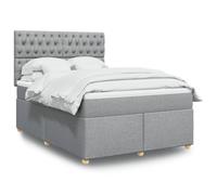 QUAHEAS Sommier à Lattes avec Matelas Gris Clair 140x190 cm, Cadre de lit en Tissu Polyester, tête de lit réglable, surmatelas Amovible, Support Optimal pour Chambre Adulte ou Enfant