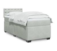 QUAHEAS Sommier à Lattes de lit avec Cadre en Velours Gris Clair 90x190 cm Support Structure Plateforme pour Chambre Adulte Enfant ado Studio avec tête, Pieds, tiroirs et Matelas