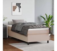 QUAHEAS Sommier à Lattes de lit avec Matelas 100x200 cm Couleur Cappuccino Cadre en Similicuir Structure Robuste tête et Pied intégrés pour Chambre Adulte Enfant ado