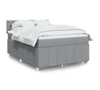 QUAHEAS Sommier à Lattes de lit avec Matelas 160x200cm Gris Clair en Tissu Polyester, Cadre de lit Plateforme avec tête de lit réglable, Pieds en Bois Massif