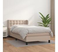 QUAHEAS Sommier à Lattes de lit avec Matelas Cappuccino 90x200 cm Structure en Bois Massif Support Chambre Adulte Enfant ado avec tête réglable et Coffre de Rangement idéal pour Studio ou dortoir