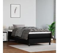 QUAHEAS Sommier à Lattes de lit avec Matelas en Similicuir Noir 90x200 cm Support Stable pour Chambre Adulte Enfant ado Studio Structure Plateforme avec Coffre et tiroirs