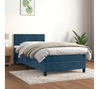 QUAHEAS Sommier à Lattes de lit avec Matelas en Velours Bleu foncé 90x190 cm Structure en Bois Massif Support Chambre Adulte ou Enfant avec tête réglable et Coffre de Rangement