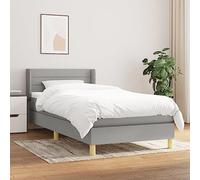 QUAHEAS Sommier à Lattes de lit avec Matelas Gris Clair 90x200 cm, Structure en Bois Massif, Support Stable, tête réglable, idéal pour Chambre Adulte ou Enfant, Confort Durable