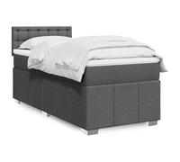 QUAHEAS Sommier à Lattes de lit avec Matelas Gris foncé 100x200cm Tissu Durable Structure Plateforme avec tête et Pied, idéal pour Chambre Adulte ou Enfant, Support Confortable et Facile à Assembler