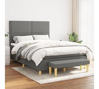 QUAHEAS Sommier à Lattes de lit avec Matelas Gris foncé 140x190 cm Tissu Polyester Cadre Bois Massif tête réglable Banc Multifonction Banquette capitonnée pour Chambre Adulte Enfant