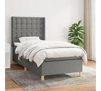 QUAHEAS Sommier à Lattes de lit avec Matelas Gris foncé 90x200 cm Tissu, Structure Plateforme, tête réglable, Support Chambre Adulte ou Enfant, avec Coffre de Rangement