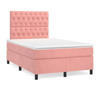 QUAHEAS Sommier à Lattes de lit avec Matelas Rose 120x190 cm en Velours Doux, Cadre Structure en Bois Massif, Support Chambre Adulte ou Enfant, Design capitonné avec tête et Pied