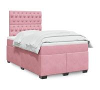 QUAHEAS Sommier à Lattes de lit avec Matelas Rose 120x200 cm en Velours, Cadre de lit réglable, surmatelas, lumières LED, idéal pour Chambre Adulte ou Enfant, Support Confortable