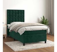 QUAHEAS Sommier à Lattes de lit avec Matelas Vert foncé 90x200 cm, Cadre Robuste, Support Chambre Adulte ou Enfant, Structure Plateforme avec tête et Pied réglables