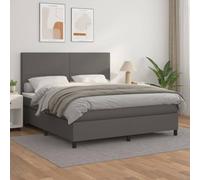 QUAHEAS Sommier à Lattes de lit Gris 160x200 cm avec Matelas à Ressorts ensachés et surmatelas Mousse, Cadre Similicuir capitonné, tête de lit réglable pour Chambre Adulte ou ado