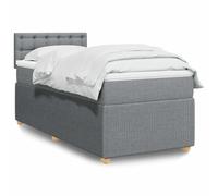 QUAHEAS Sommier à Lattes Gris Clair 90x190 cm avec Matelas à Ressorts ensachés et surmatelas Housse Amovible Cadre de lit en Tissu pour Chambre Adulte Enfant Confort et Soutien Optimal