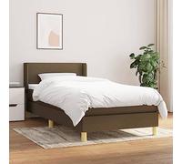 QUAHEAS Sommier à Lattes pour lit de 90x200 cm avec Matelas en Tissu Marron foncé Structure en Bois Massif Support Stable idéal pour Chambre Adulte ou Enfant avec tête réglable et Coffre de