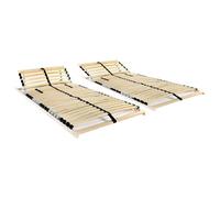 QUAHEAS Sommiers à Lattes 2 pcs en hêtre Massif avec 28 Lattes en Bouleau 70x200 cm, Structure Robuste réglable, Cadre Plateforme pour lit Adulte Enfant, Support Confortable pour Chambre