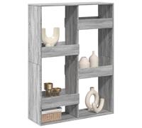QUAHEAS Sonoma Séparateur de pièce, gris, 100 x 33 x 135 cm, matériau dérivé du bois pour salon, étagère polyvalente, espace de rangement pour livres, magazines, DVD