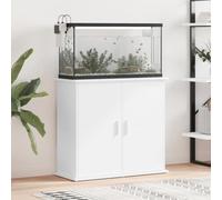 QUAHEAS Support pour aquarium en bois blanc 81 x 36 x 73 cm avec espace de rangement, 4 portes, armoire inférieure stable pour eau douce et eau de mer, étagère pour poissons d'ornement, terrarismes et