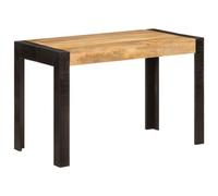QUAHEAS Table à manger 120 x 60 x 76 cm en bois massif de mangue, design rétro pour cuisine et salle à manger, table en bois robuste, grain unique, idéale pour le petit-déjeuner et le dîner.