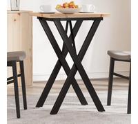 QUAHEAS Table à manger avec cadre en X 50 x 50 x 75,5 cm en pin massif et acier revêtu par pulvérisation, table de cuisine robuste pour la salle à manger, le petit-déjeuner et le dîner