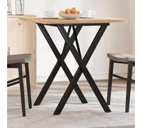 QUAHEAS Table à manger avec cadre en X 70 x 70 x 75,5 cm, bois de pin massif non traité, cadre en acier, table de cuisine stable pour 2 personnes, design moderne, table de petit-déjeuner, meuble de