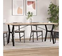 QUAHEAS Table à manger avec cadre en Y 180 x 90 x 75,5 cm, bois de pin massif non traité, cadre en acier revêtu par pulvérisation pour cuisine, salle à manger, table en bois moderne, parfaite pour les