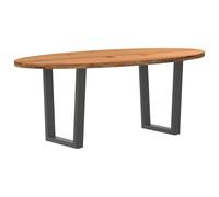 QUAHEAS Table à manger spacieuse marron clair 200 x 100 x 74 cm en chêne massif ovale, moderne pour la cuisine, la salle à manger et les repas de famille élégants à la maison.