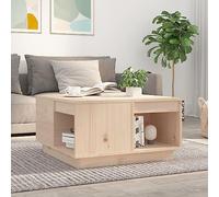 QUAHEAS Table basse 60 x 61 x 32,5 cm en pin massif non traité, table de salon robuste avec espace de rangement, idéale pour le salon, table d'appoint