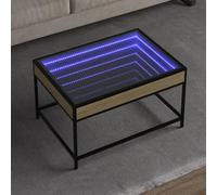 QUAHEAS Table basse avec LED Infinity en chêne Sonoma 70 x 50 x 41 cm - Table de salon robuste pour boissons, collations et décoration, polyvalente