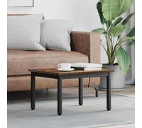 QUAHEAS Table basse couleur fumé 60 x 50 x 36 cm, rectangulaire, en bois, table d'appoint robuste pour le salon, design minimaliste, facile à nettoyer