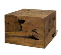 QUAHEAS Table basse en teck massif, 50 x 50 x 35 cm, marron, fabriquée à la main, prête à l'emploi, idéale pour le salon, table d'appoint stable pour décoration et boissons