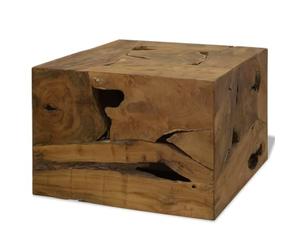 QUAHEAS Table basse en teck massif, 50 x 50 x 35 cm, marron, fabriquée à la main, prête à l'emploi, idéale pour le salon, table d'appoint stable pour décoration et boissons