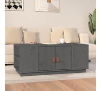 QUAHEAS Table basse grise 100 x 50 x 41 cm en bois de pin massif, table de salon moderne avec espace de rangement pour livres et magazines, table d'appoint polyvalente