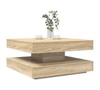 QUAHEAS Table basse pivotante à 360 ° - Chêne Sonoma - 70 x 70 x 34,5 cm - Table de salon moderne avec espace de rangement - Table en bois robuste pour salon