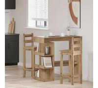 QUAHEAS Table de bar avec étagère, chêne artisanal, 100 x 48 x 101,5 cm, moderne pour cuisine, salle à manger, salon, petit déjeuner, étagère à vin, matériau bois