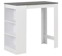 QUAHEAS Table de bar, blanche, avec étagère, 110 x 50 x 103 cm, moderne, pour cuisine, salle à manger, construction en bois durable avec espace de rangement à 3 niveaux, idéale pour les petits