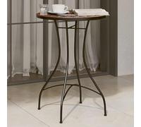 QUAHEAS Table de bistrot en mosaïque rouge terre cuite et blanc, Ø 50 x 70 cm, plateau en céramique, fer revêtu par pulvérisation, pour jardin, balcon, terrasse, table d'extérieur robuste