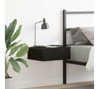 QUAHEAS Table de chevet flottante, chêne noir, 40 x 32 x 15 cm, matériau dérivé du bois, montage mural, peu encombrant, pour chambre à coucher et salon, console de chevet