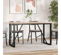 QUAHEAS Table de salle à manger avec cadre en O en bois de pin massif non traité, cadre en acier robuste, 140 x 80 x 75 cm, pour cuisine, salle à manger, salon, table de petit-déjeuner moderne, design