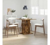 QUAHEAS Table de salle à manger en chêne fumé 80 x 80 x 75 cm, fabriquée en bois durable, design minimaliste pour salle à manger et cuisine, idéale pour le petit-déjeuner, le dîner et les repas de