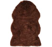 QUAHEAS Tapis 60 x 90 cm en fourrure synthétique marron confortable pour salon, chambre à coucher, antidérapant, facile d'entretien, forme de peau d'animaux