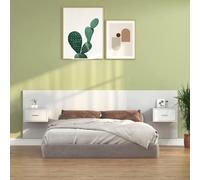 QUAHEAS Tête de lit blanche avec tables de chevet intégrées, en bois, 160 cm de large, montage mural, design robuste pour chambre à coucher, espace de rangement pratique