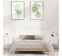 QUAHEAS Tête de lit blanche avec tables de chevet intégrées, en bois, 200 cm de long, fixation murale, pour chambre à coucher, robuste et stable